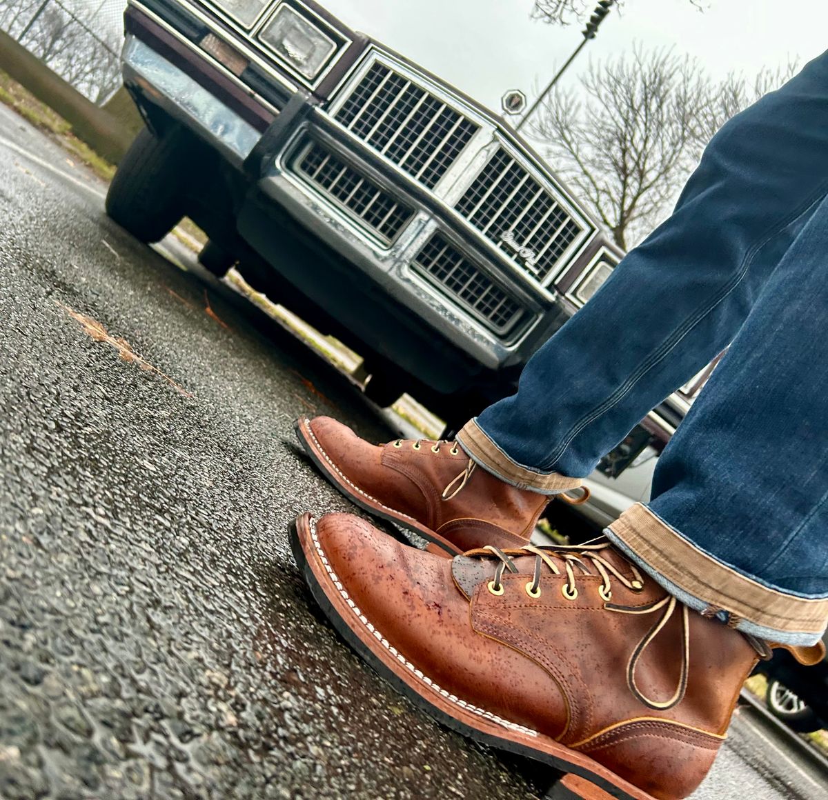Photo by Vic on March 12, 2026 of the Nicks Falcon in Horween Orange Predator.