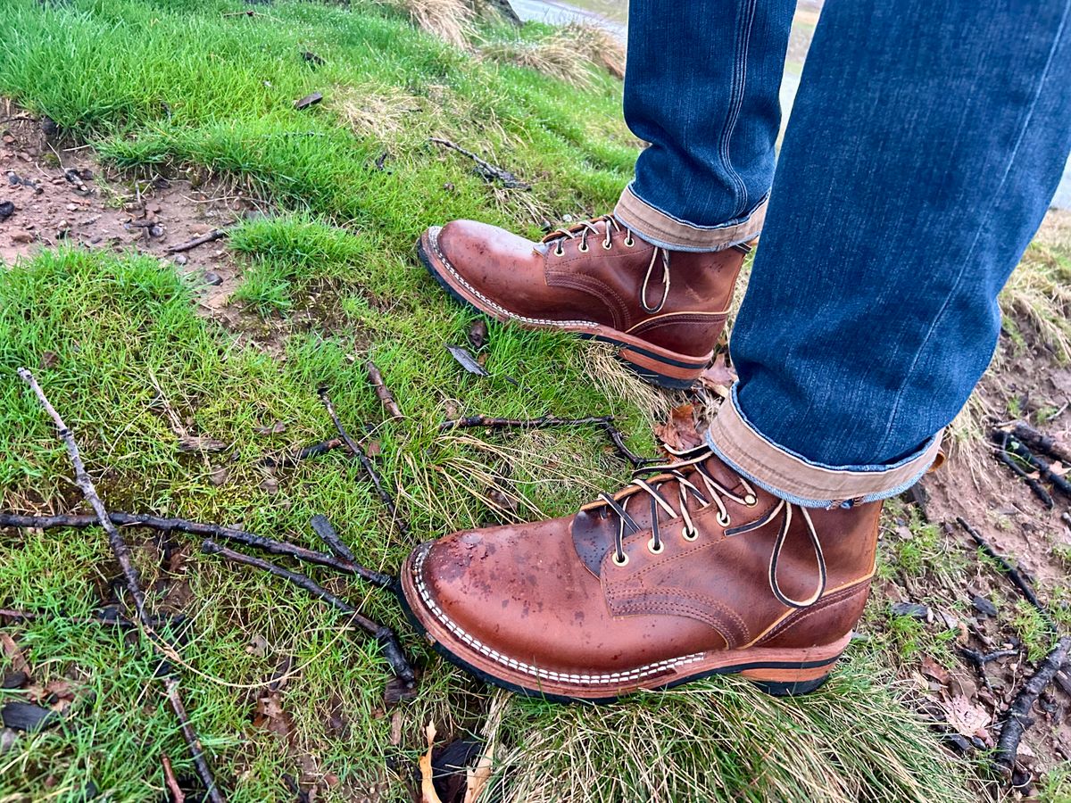 Photo by Vic on March 12, 2026 of the Nicks Falcon in Horween Orange Predator.