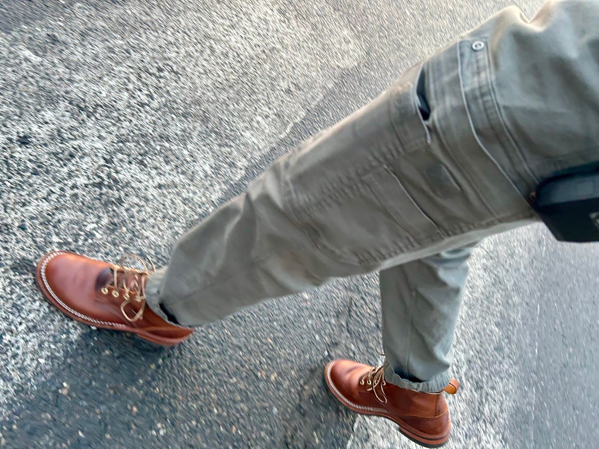 Photo by Vic on March 21, 2026 of the Nicks Falcon in Horween Orange Predator.