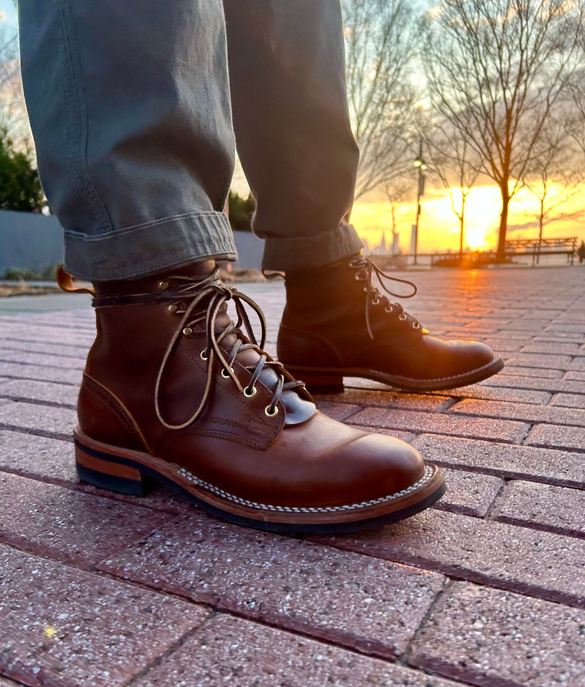 Photo by Vic on March 21, 2026 of the Nicks Falcon in Horween Orange Predator.