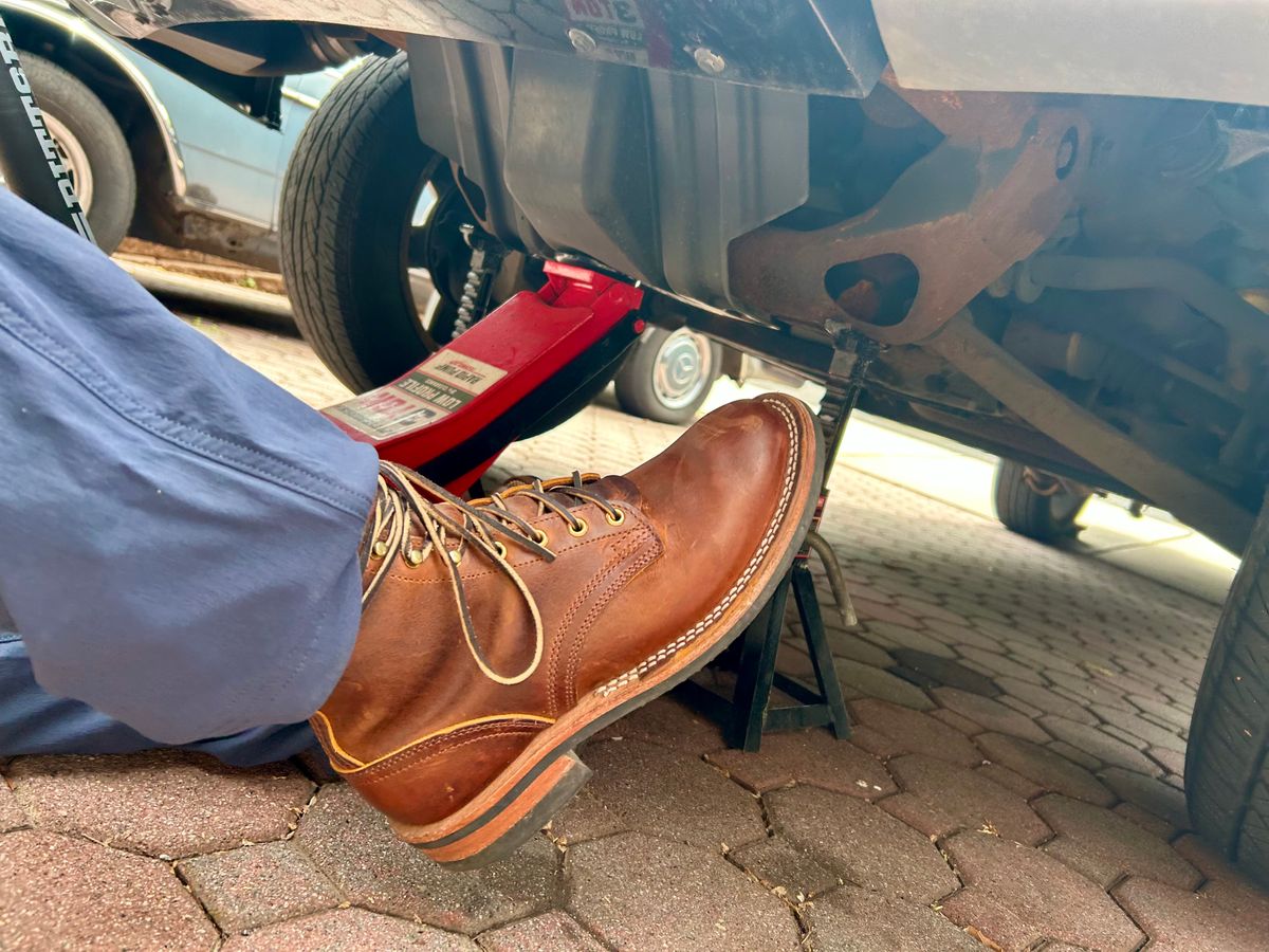 Photo by Vic on April 26, 2026 of the Nicks Falcon in Horween Orange Predator.