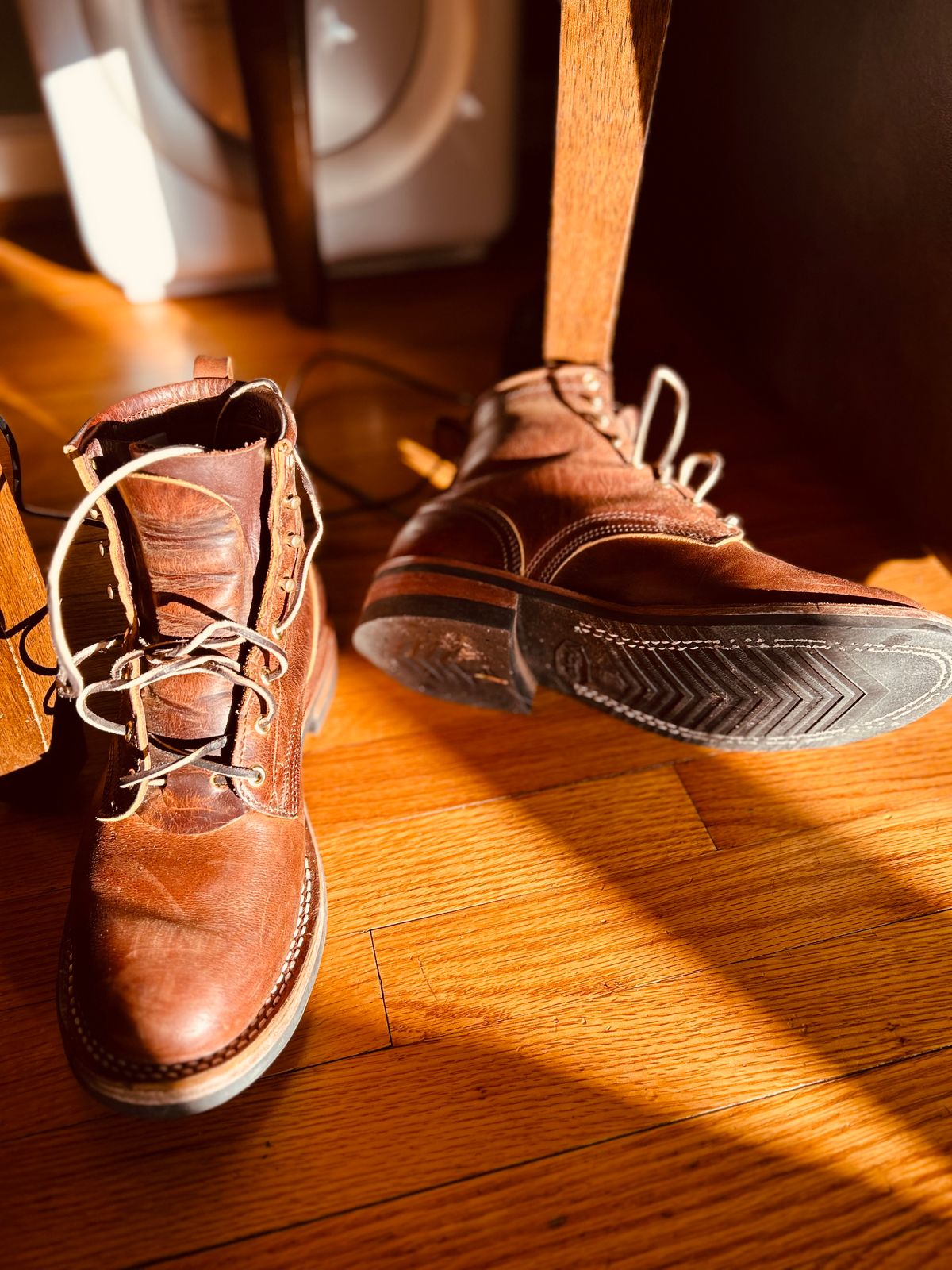 Photo by Vic on April 26, 2026 of the Nicks Falcon in Horween Orange Predator.