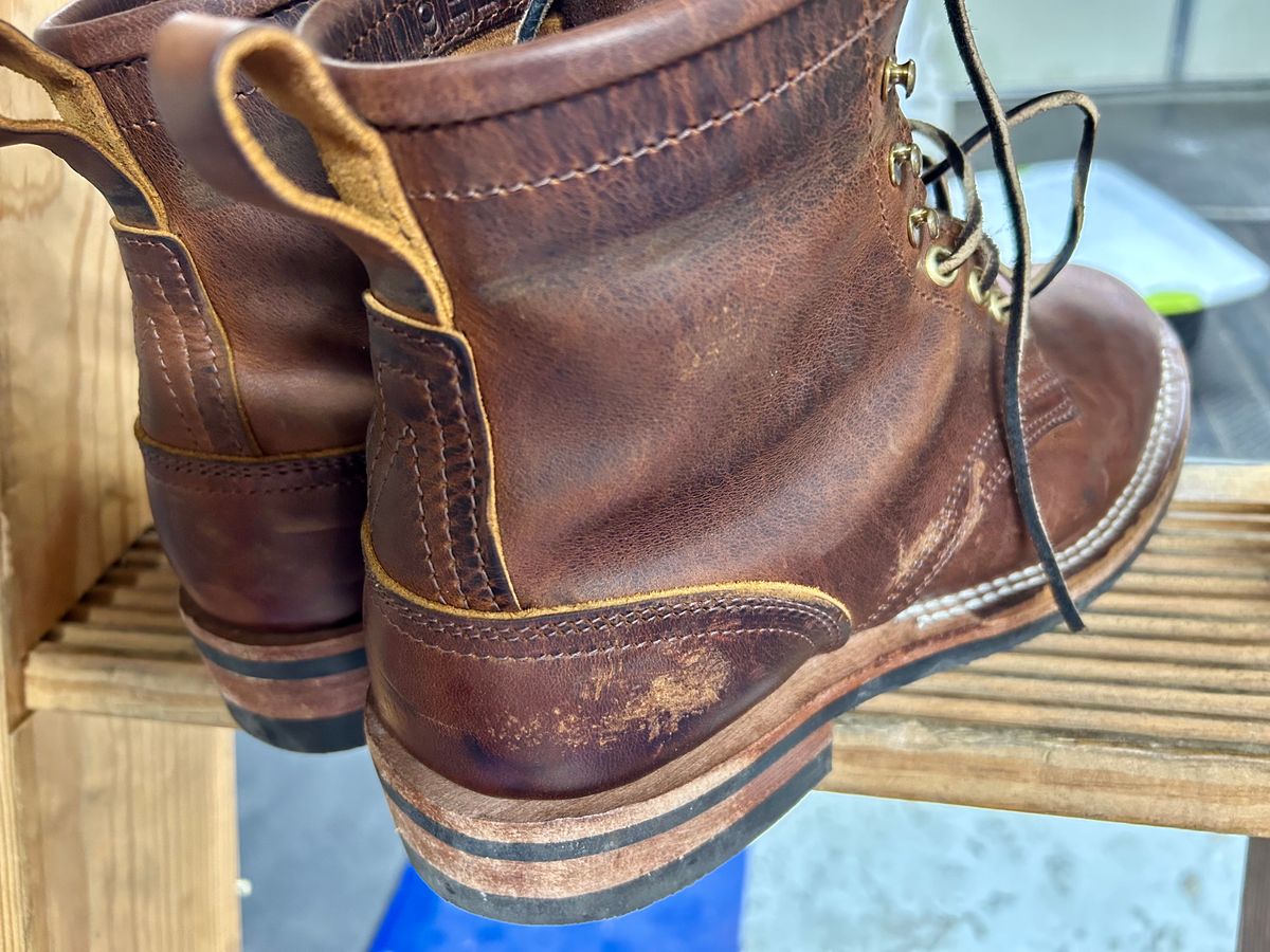Photo by Vic on May 16, 2026 of the Nicks Falcon in Horween Orange Predator.