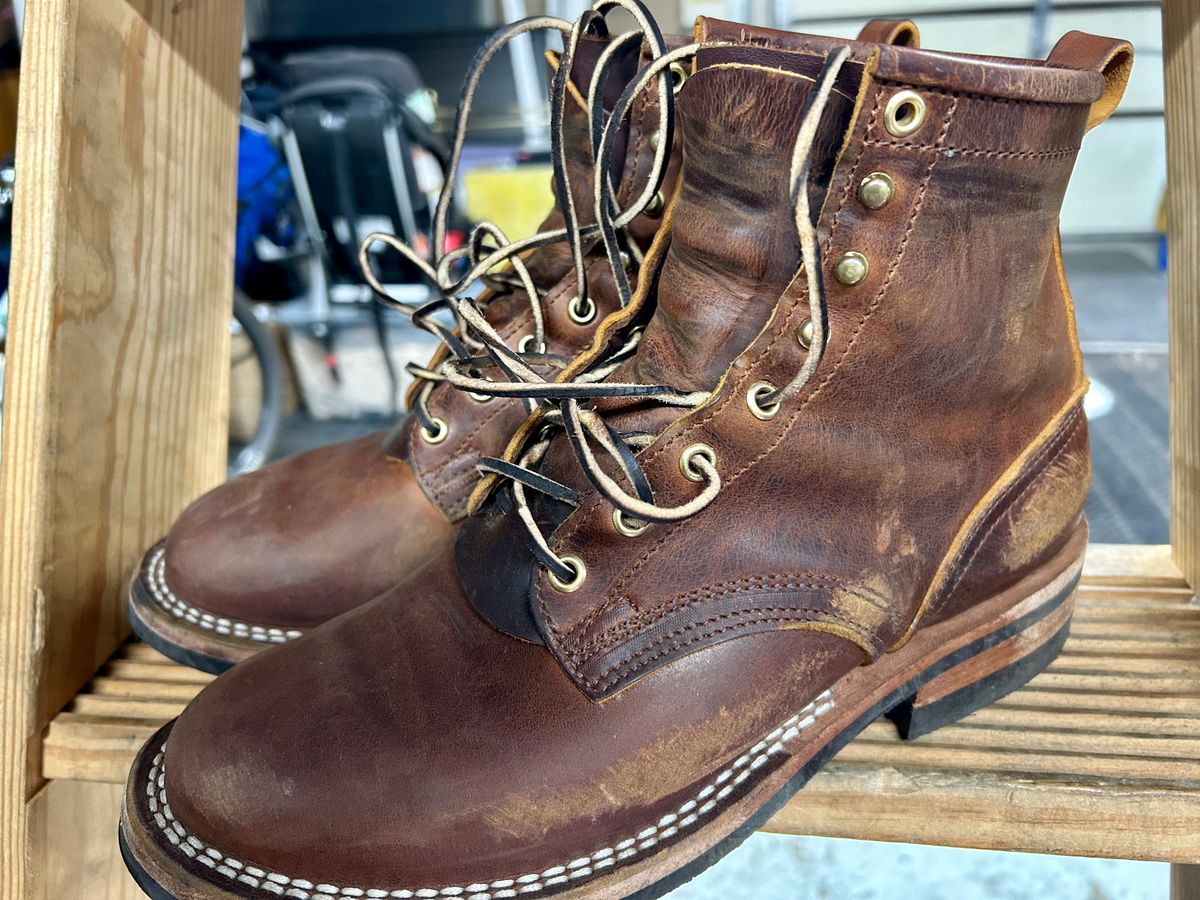 Photo by Vic on May 16, 2026 of the Nicks Falcon in Horween Orange Predator.
