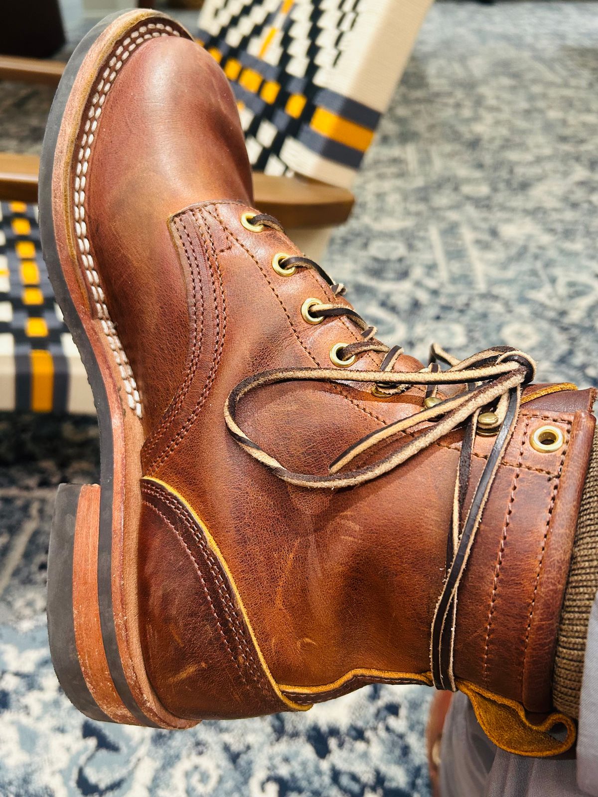Photo by Vic on June 6, 2026 of the Nicks Falcon in Horween Orange Predator.