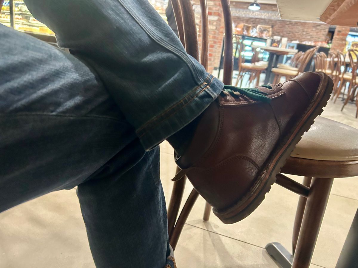Photo by Vic on April 9, 2026 of the Jim Green African Ranger Barefoot Boot in African Buffalo Skin.