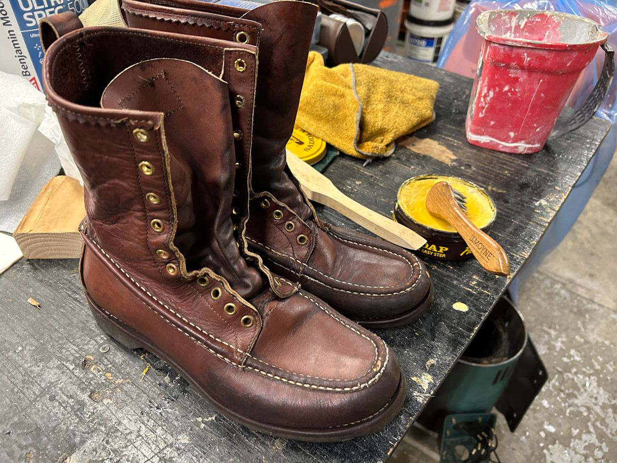 Photo by Vic on January 21, 2026 of the Russell Moccasin Co. Bird Shooter in Brown Oil Tan.