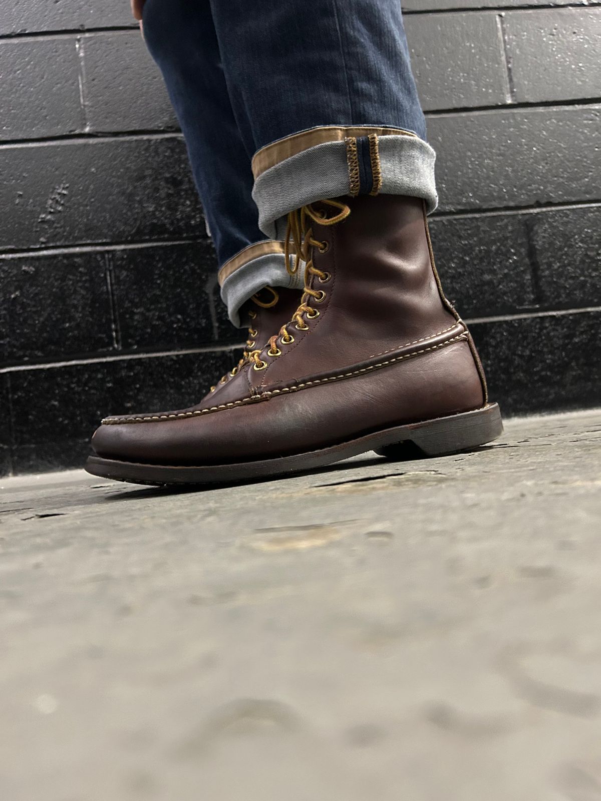 Photo by Vic on January 21, 2026 of the Russell Moccasin Co. Bird Shooter in Brown Oil Tan.