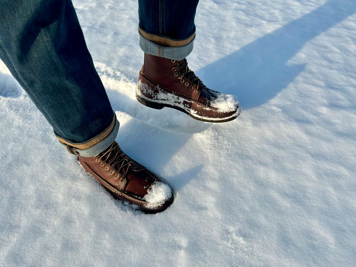 Photo by Vic on January 22, 2026 of the Russell Moccasin Co. Bird Shooter in Brown Oil Tan.