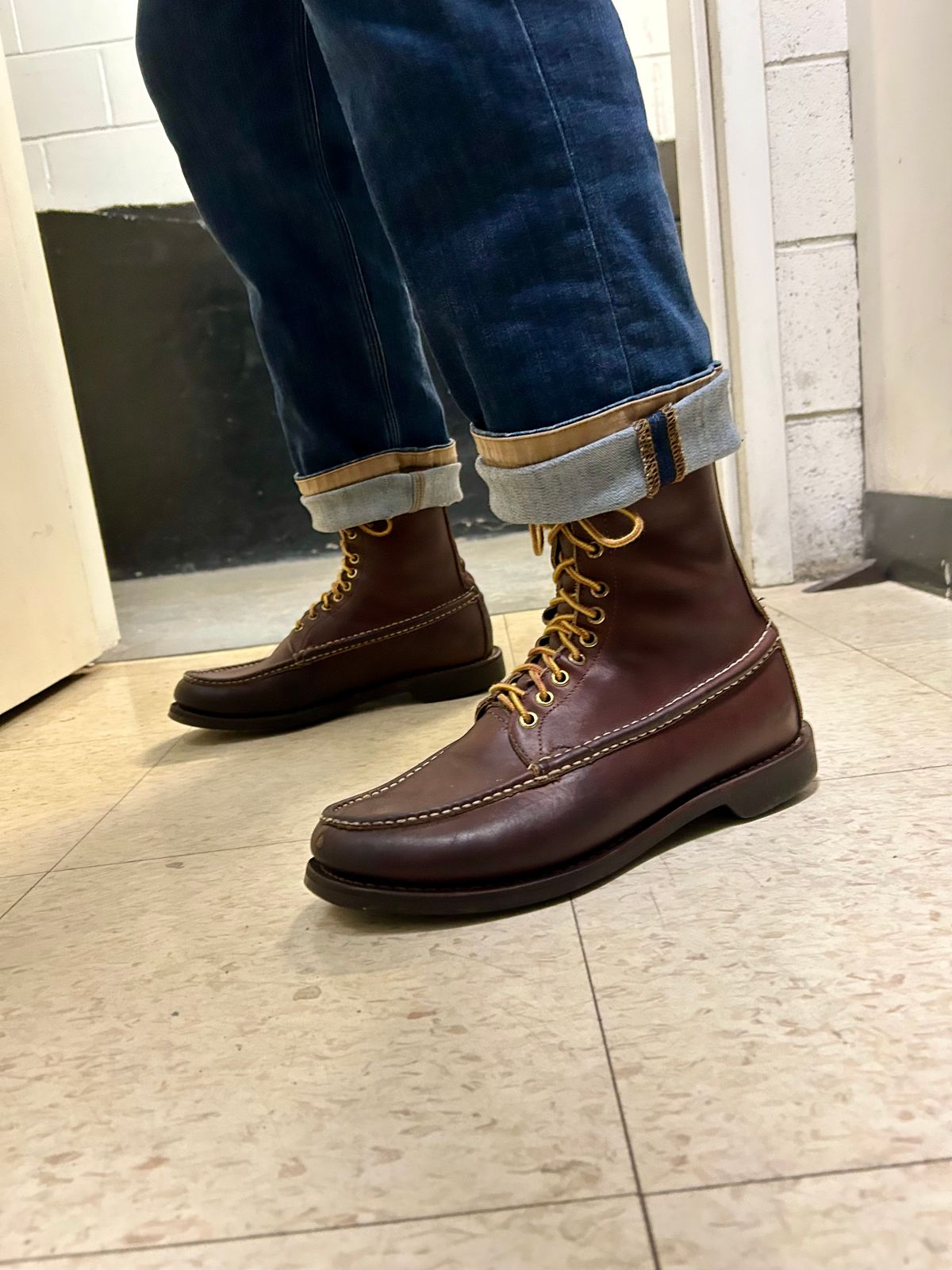 Photo by Vic on January 21, 2026 of the Russell Moccasin Co. Bird Shooter in Brown Oil Tan.