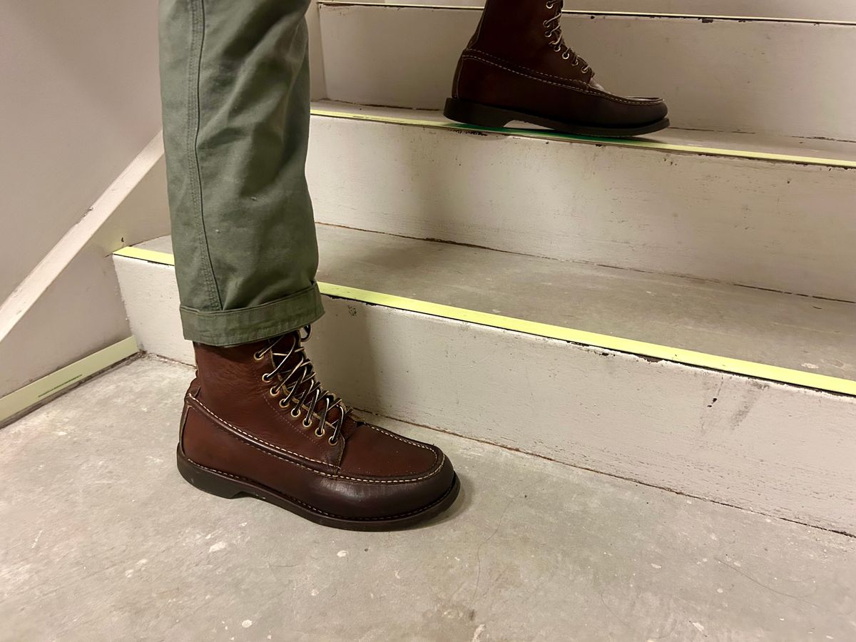 Photo by Vic on February 22, 2026 of the Russell Moccasin Co. Bird Shooter in Brown Oil Tan.