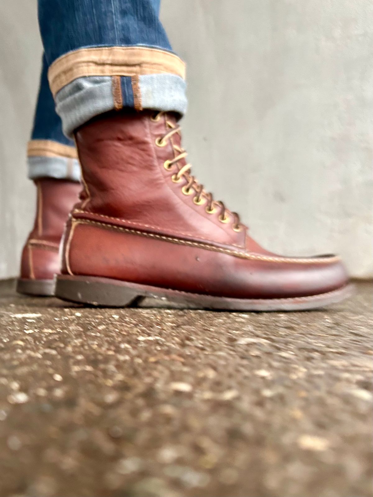 Photo by Vic on March 16, 2026 of the Russell Moccasin Co. Bird Shooter in Brown Oil Tan.