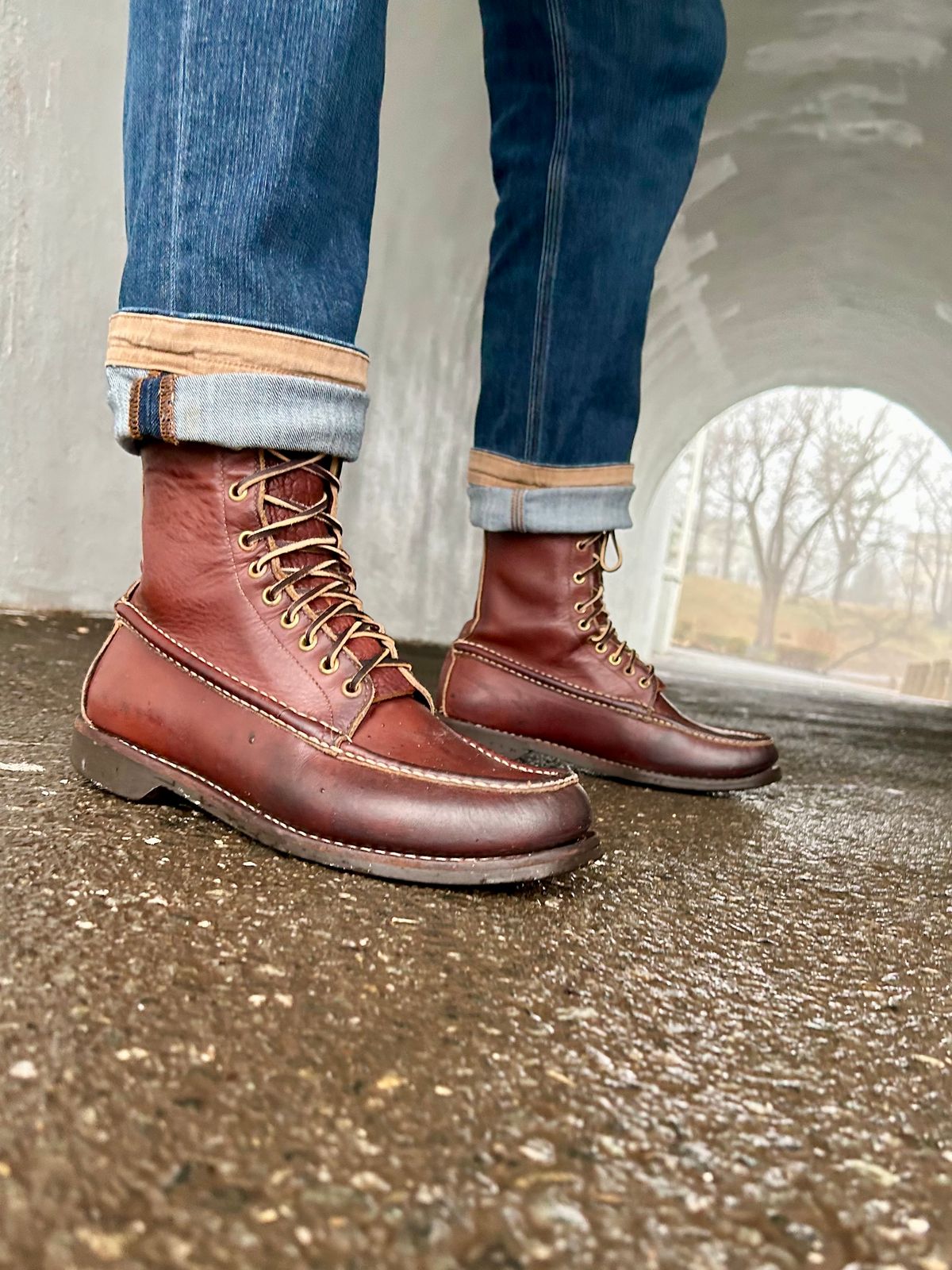 Photo by Vic on March 16, 2026 of the Russell Moccasin Co. Bird Shooter in Brown Oil Tan.