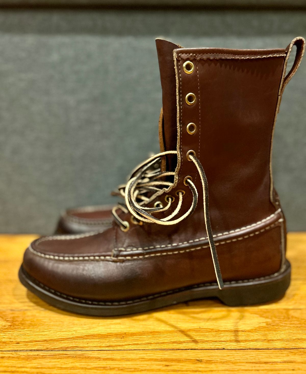 Photo by Vic on May 9, 2026 of the Russell Moccasin Co. Bird Shooter in Brown Oil Tan.