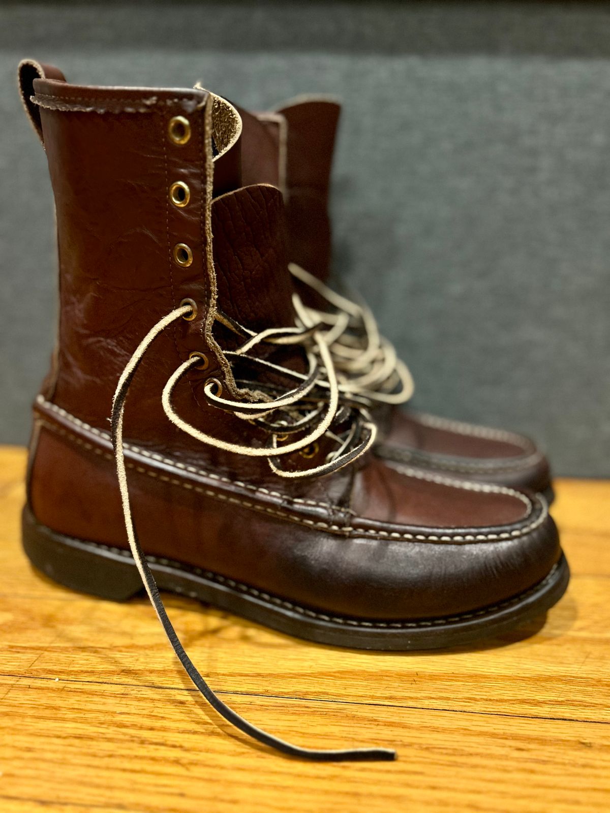 Photo by Vic on May 9, 2026 of the Russell Moccasin Co. Bird Shooter in Brown Oil Tan.
