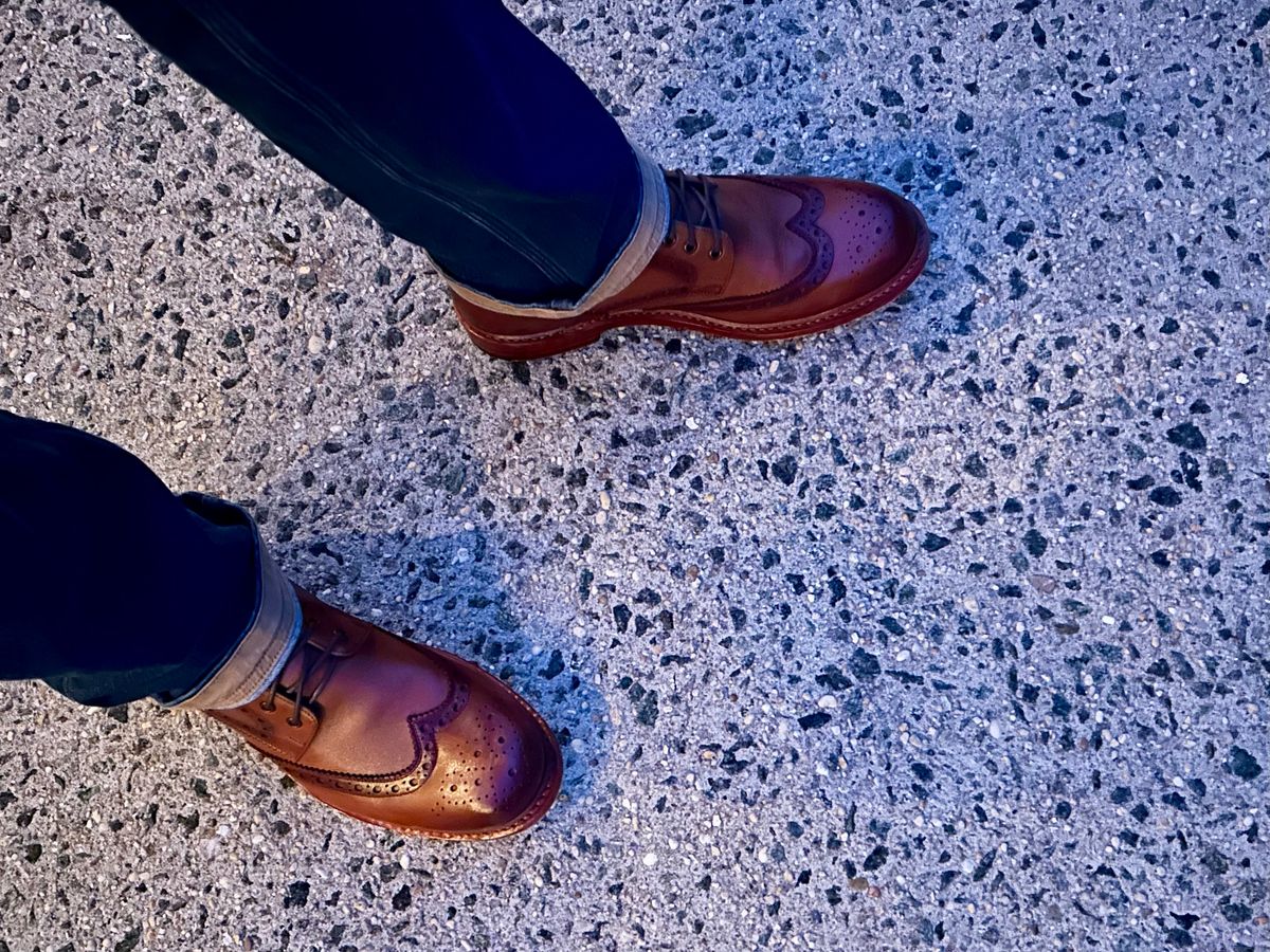 Photo by Vic on April 2, 2026 of the Blkbrd Shoemaker Montero Wingtip Derby Boot in Cognac.