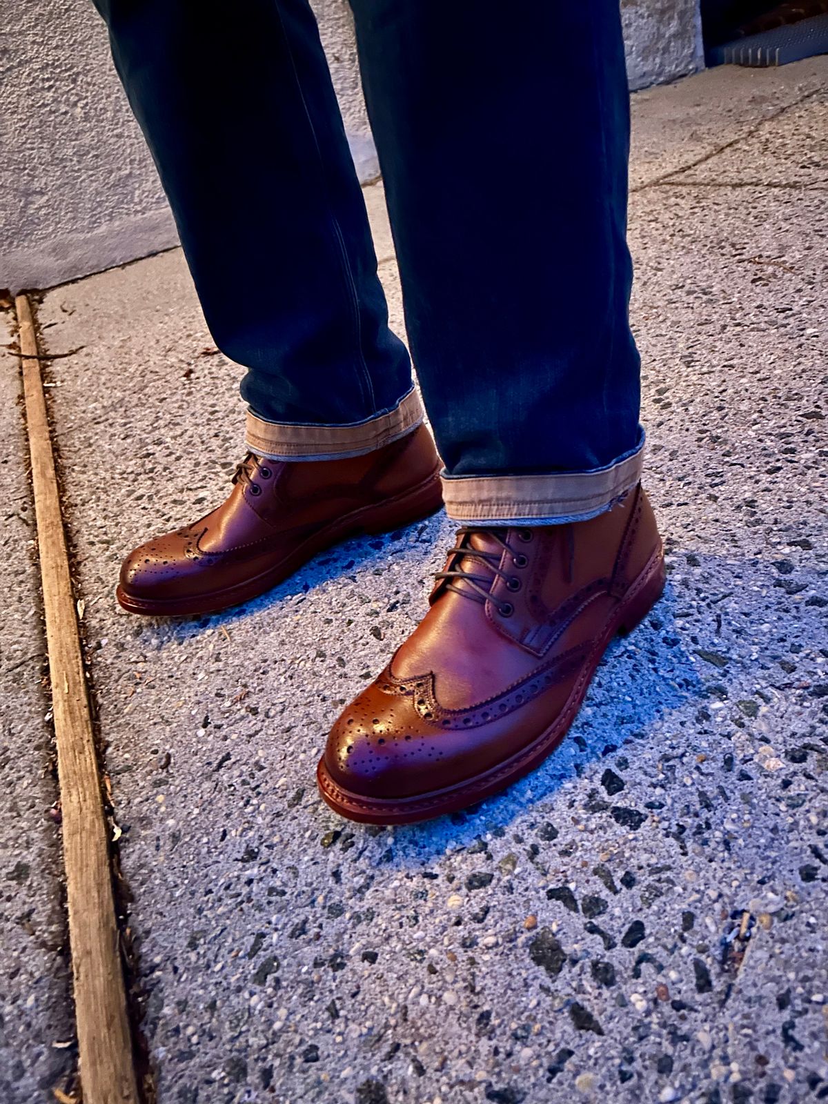 Photo by Vic on April 2, 2026 of the Blkbrd Shoemaker Montero Wingtip Derby Boot in Cognac.