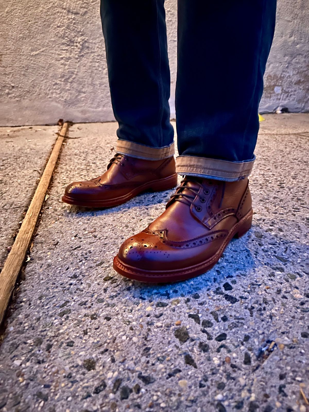 Photo by Vic on April 2, 2026 of the Blkbrd Shoemaker Montero Wingtip Derby Boot in Cognac.