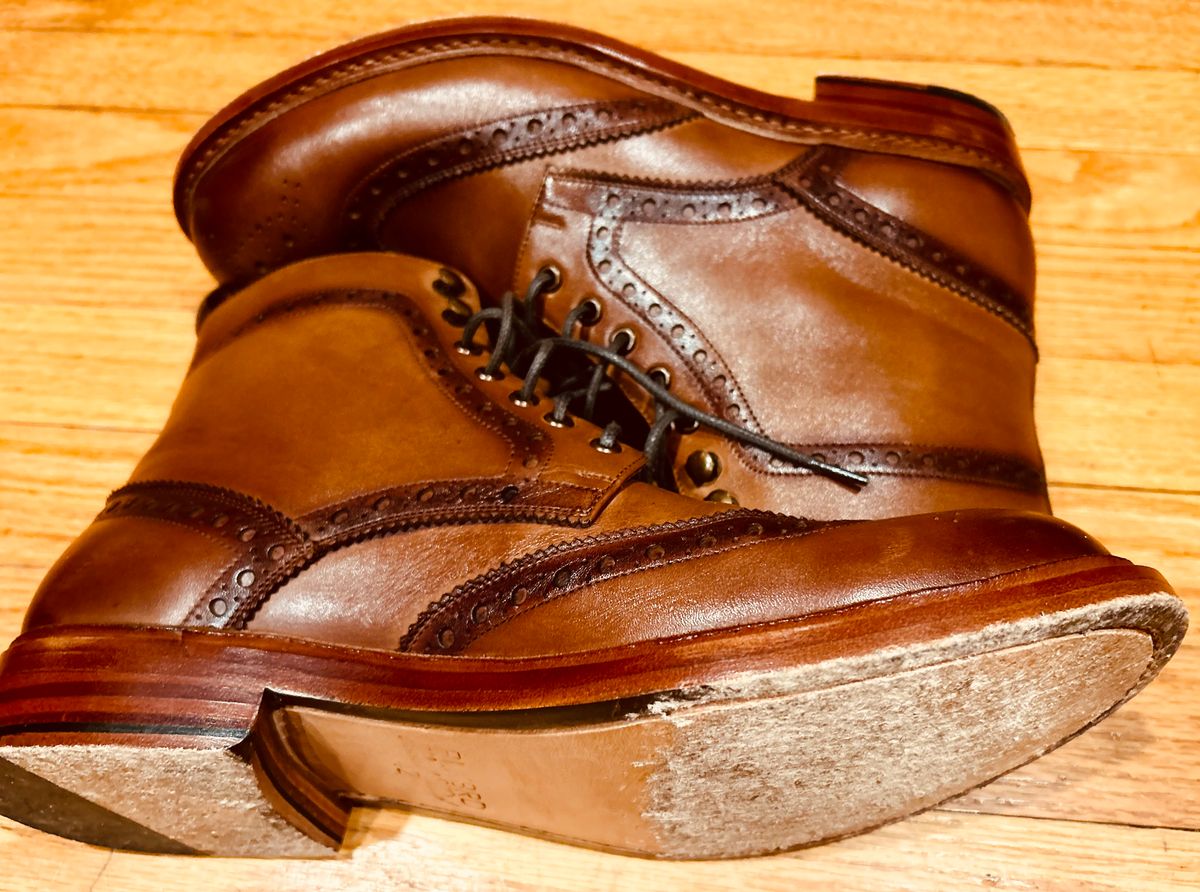 Photo by Vic on April 3, 2026 of the Blkbrd Shoemaker Montero Wingtip Derby Boot in Cognac.