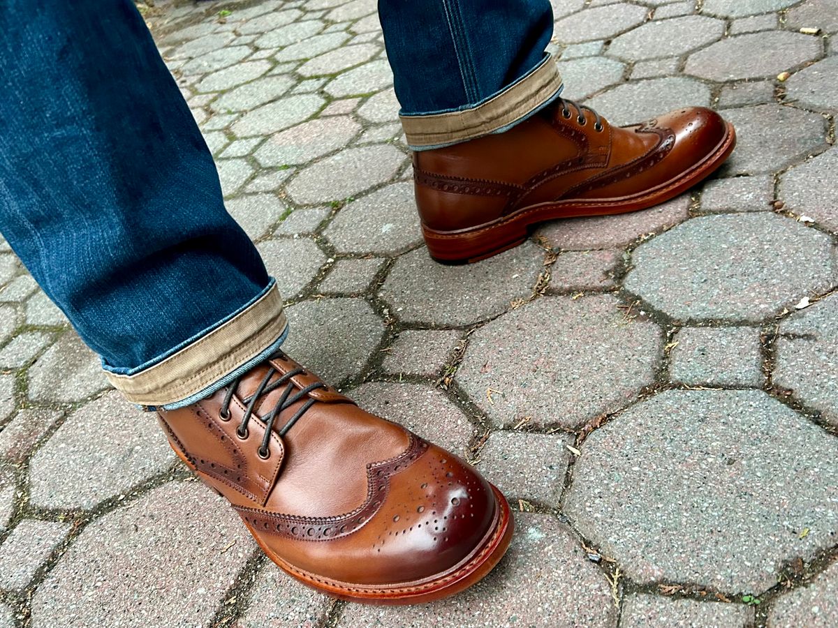 Photo by Vic on April 2, 2026 of the Blkbrd Shoemaker Montero Wingtip Derby Boot in Cognac.