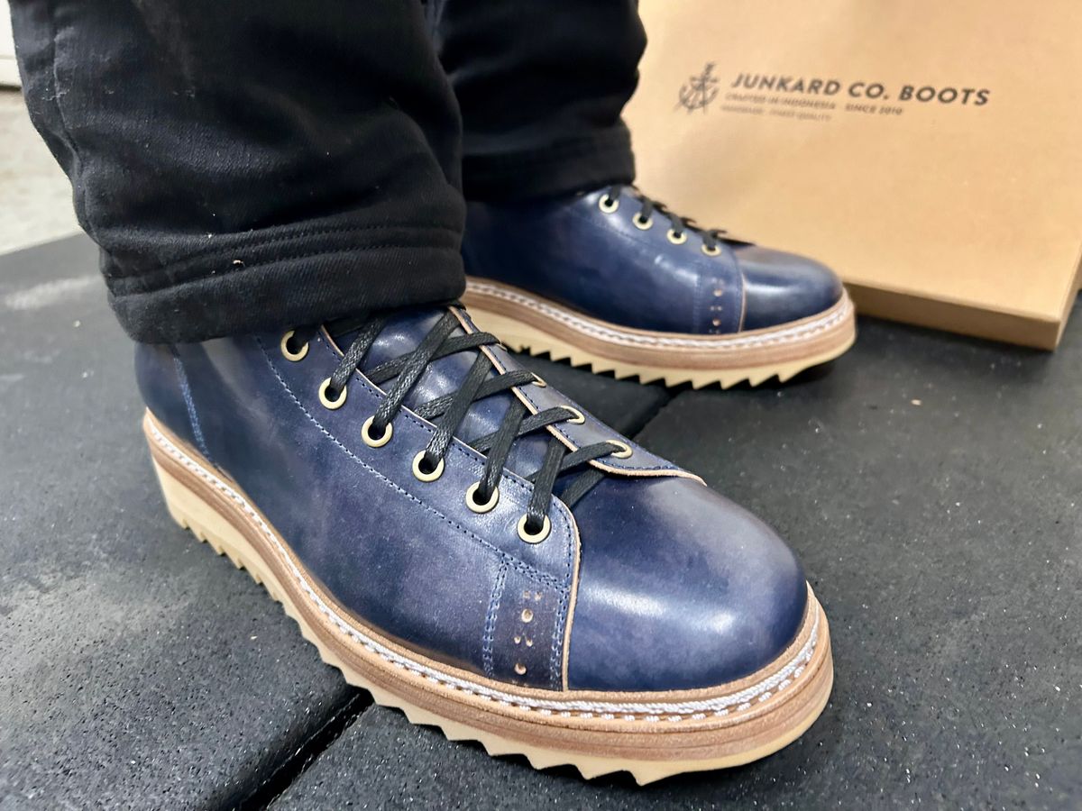 Photo by Vic on February 4, 2026 of the Junkard MKB1219 in Rocado Shell Cordovan Museum.