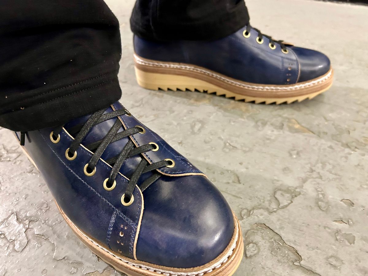 Photo by Vic on February 4, 2026 of the Junkard MKB1219 in Rocado Shell Cordovan Museum.