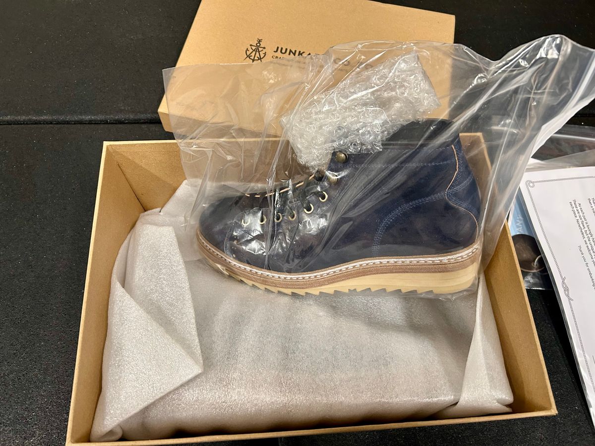 Photo by Vic on February 4, 2026 of the Junkard MKB1219 in Rocado Shell Cordovan Museum.