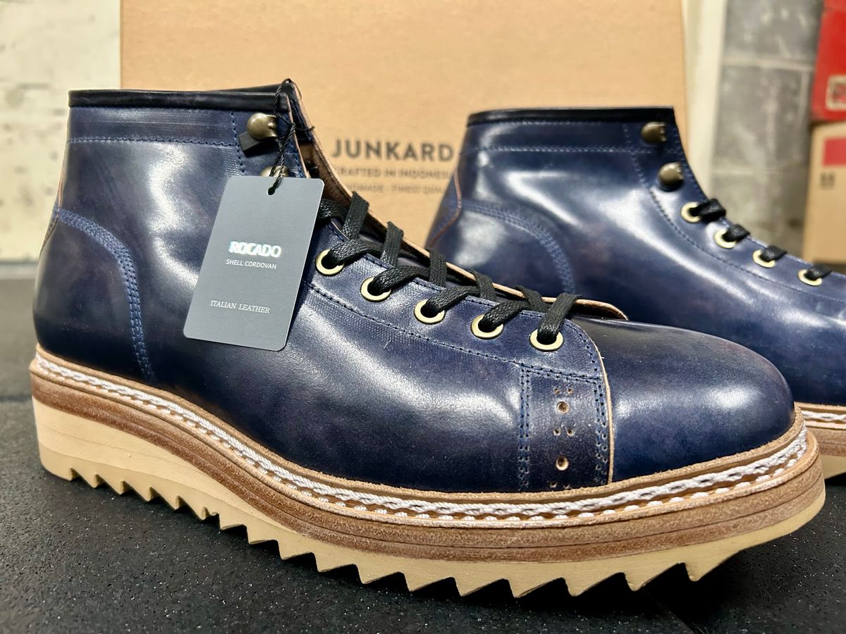 Photo by Vic on February 4, 2026 of the Junkard MKB1219 in Rocado Shell Cordovan Museum.