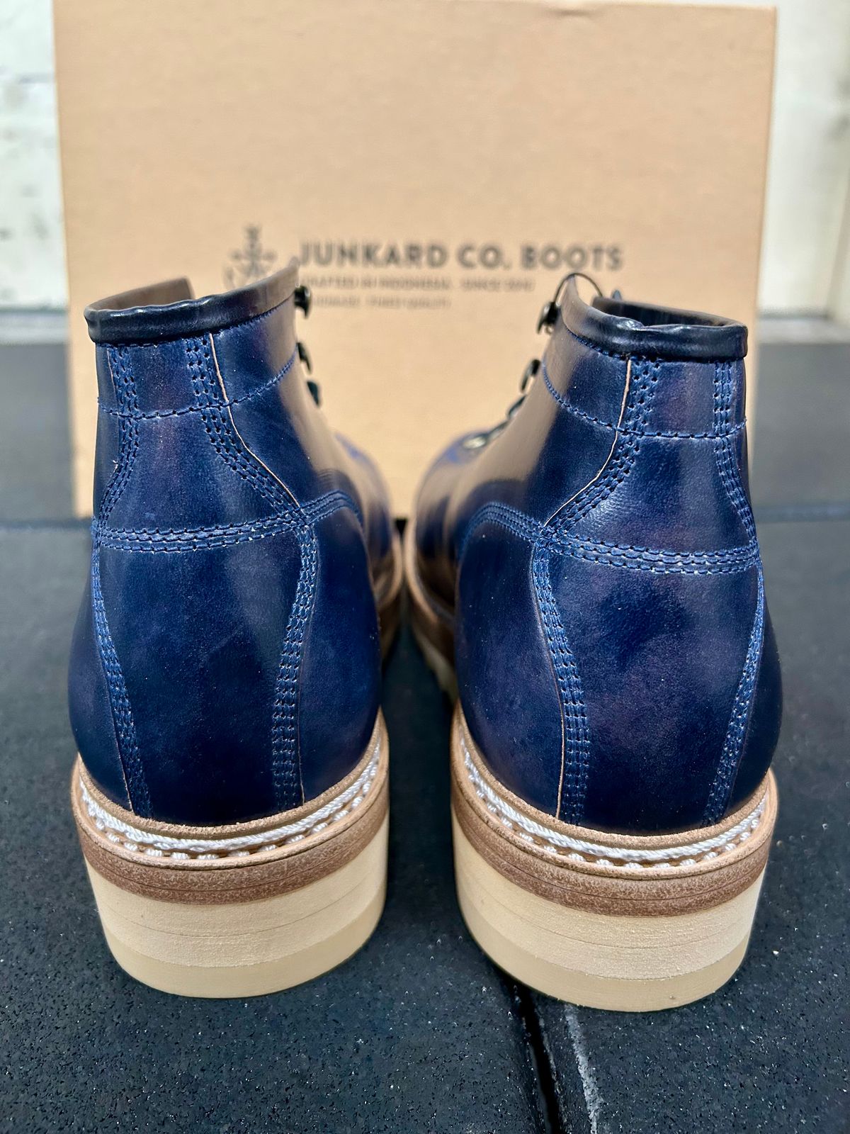 Photo by Vic on February 4, 2026 of the Junkard MKB1219 in Rocado Shell Cordovan Museum.