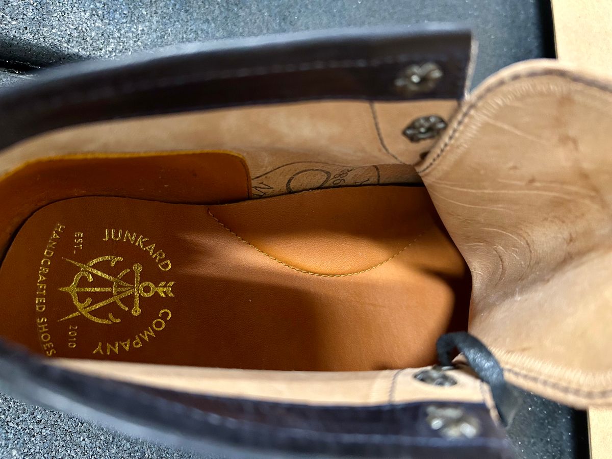 Photo by Vic on February 4, 2026 of the Junkard MKB1219 in Rocado Shell Cordovan Museum.