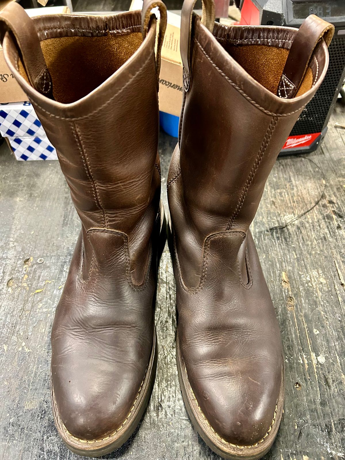 Photo by Vic on March 20, 2026 of the Danner Bull Run Wellington PT in Brown Full Grain.