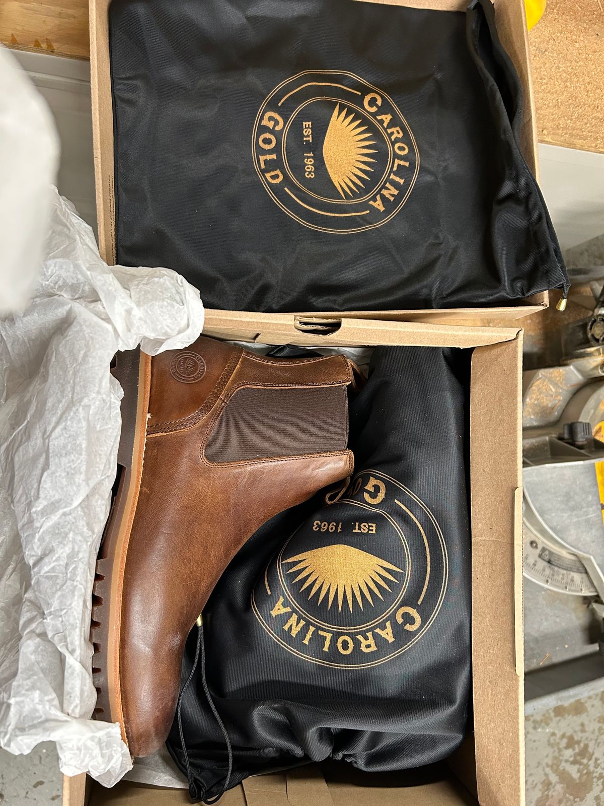 Photo by Vic on September 24, 2025 of the Carolina Gold Chelsea in Brown Veg Tan.
