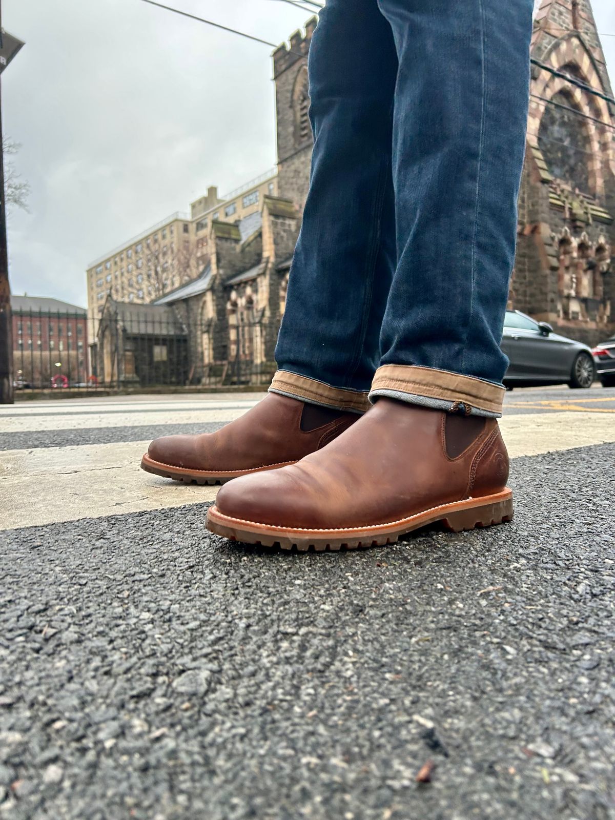 Photo by Vic on January 11, 2026 of the Carolina Gold Chelsea in Horween Carolina Brown Chromexcel.