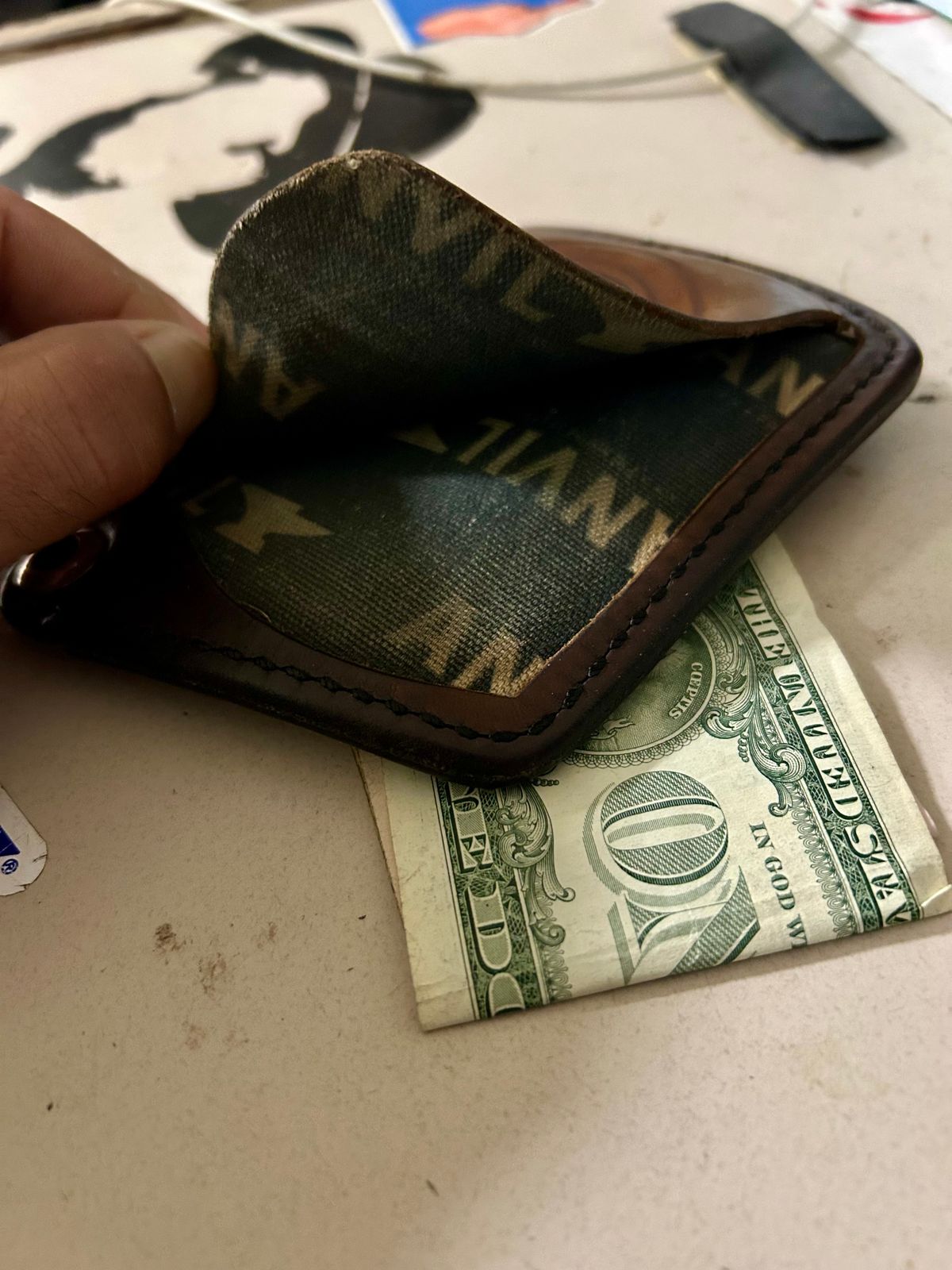 Photo by Vic on October 10, 2025 of the Anvil Wallet in Unknown Natural Veg Tan.