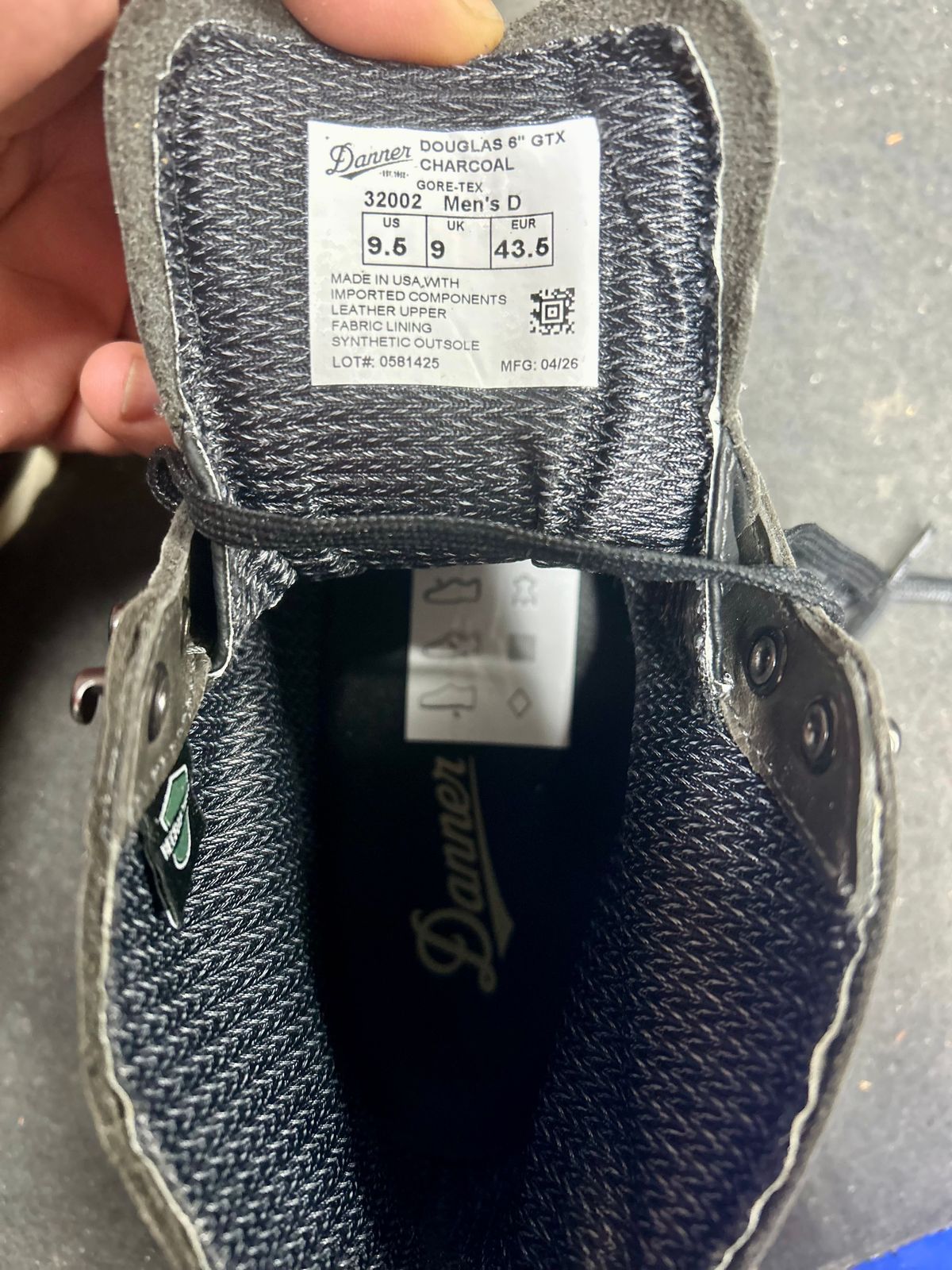 Photo by Vic on April 21, 2026 of the Danner Douglas Charcoal GTX in Black Full Grain.