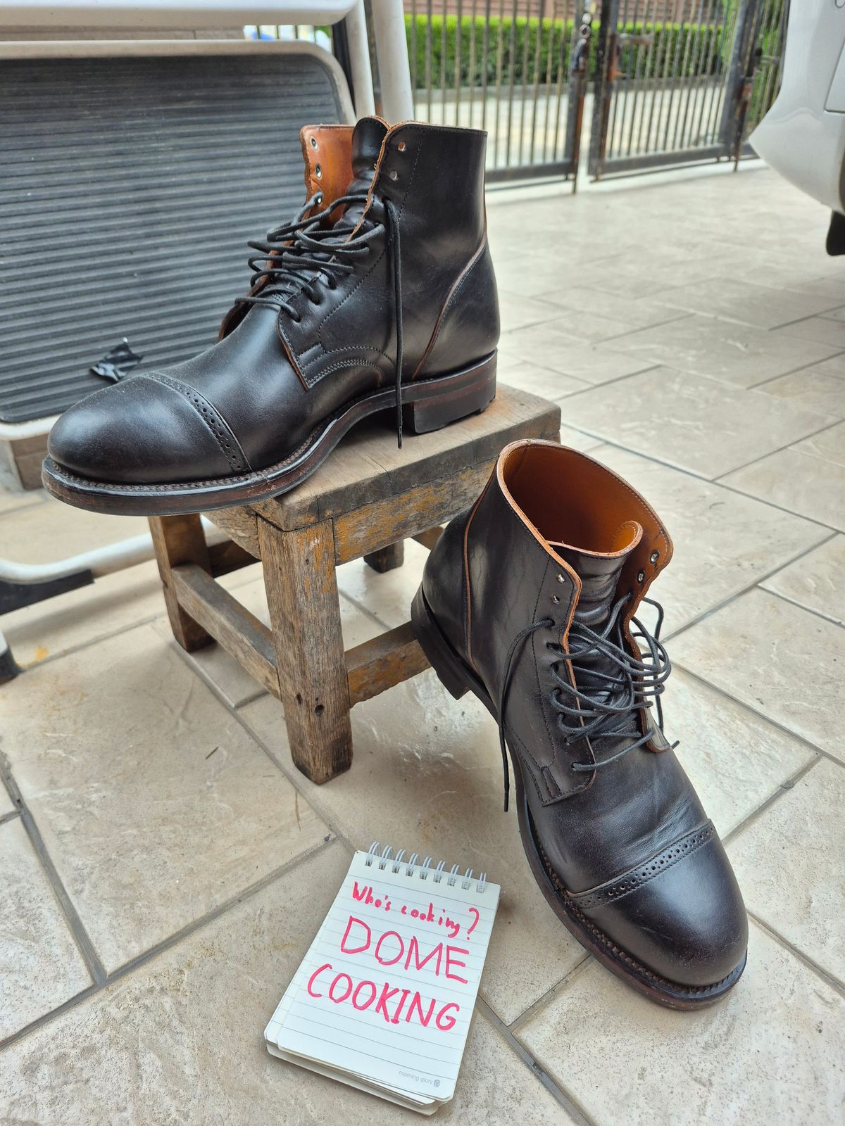 Photo by ice_rockster on November 6, 2025 of the Viberg Service Boot BCT in Maryam Nero Tea Core Vacchetta Lucida.