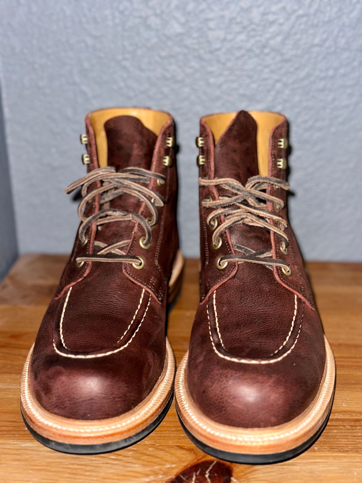 Photo by sierraStyled on August 6, 2024 of the Grant Stone Brass Boot in C.F. Stead Dark Burgundy Classic Kudu.