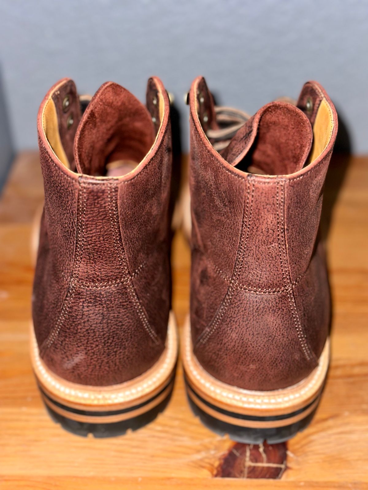 Photo by sierraStyled on August 6, 2024 of the Grant Stone Brass Boot in C.F. Stead Dark Burgundy Classic Kudu.