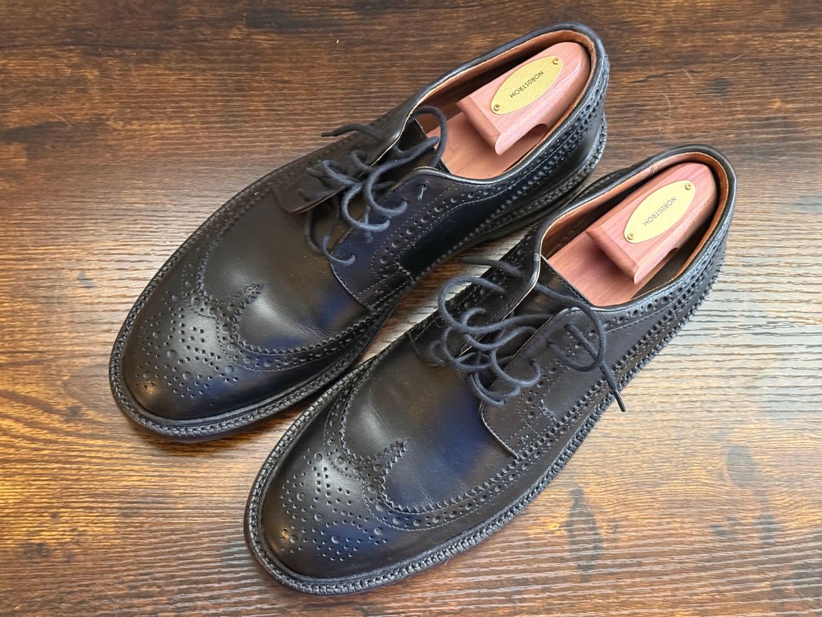 Photo by sierraStyled on December 23, 2025 of the Grant Stone Longwing in Horween Black Chromexcel.