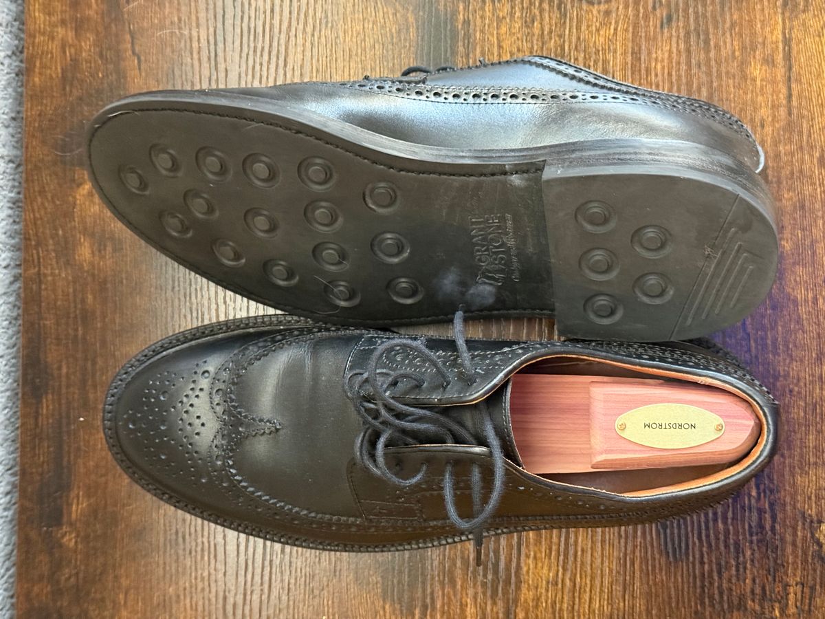 Photo by sierraStyled on December 23, 2025 of the Grant Stone Longwing in Horween Black Chromexcel.