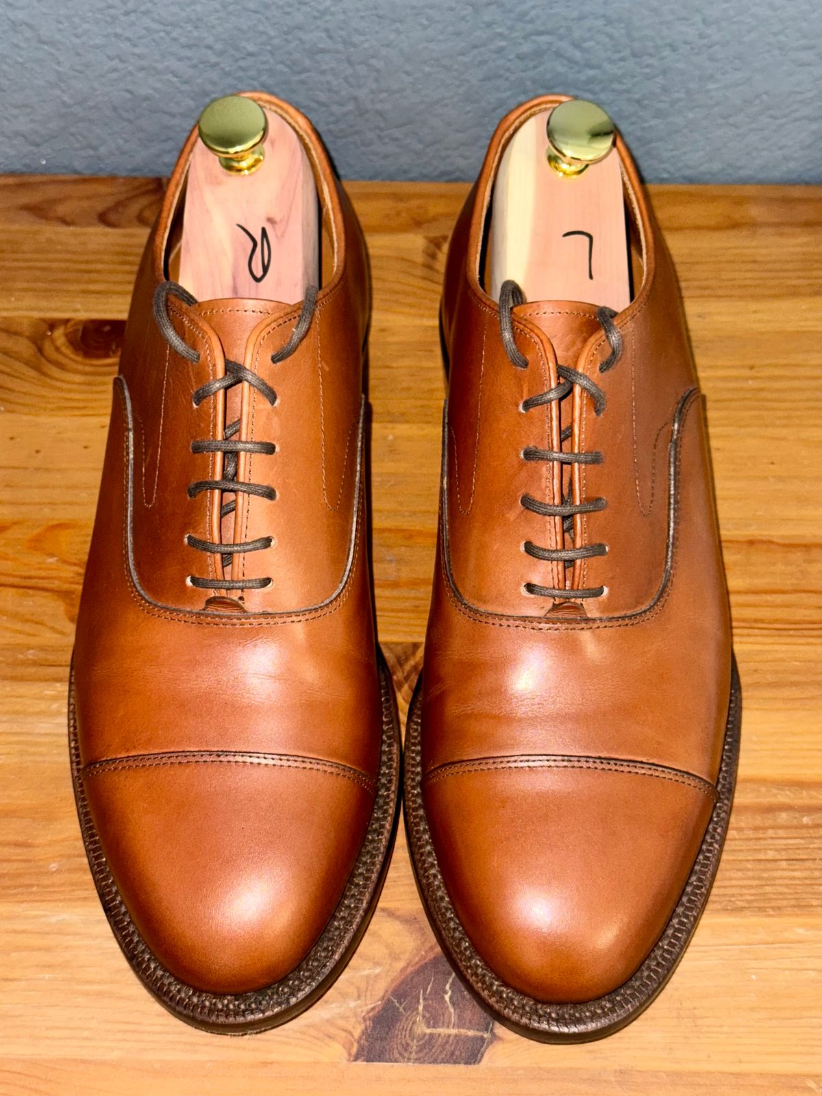 Photo by sierraStyled on October 3, 2024 of the Grant Stone Cap Toe Oxford in D'Annonay British Tan Calf.