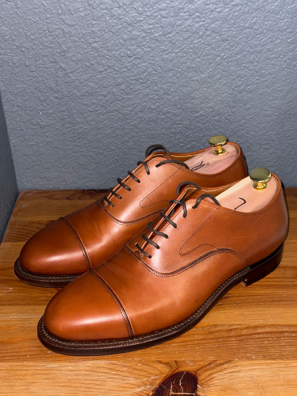 Photo by sierraStyled on October 3, 2024 of the Grant Stone Cap Toe Oxford in D'Annonay British Tan Calf.