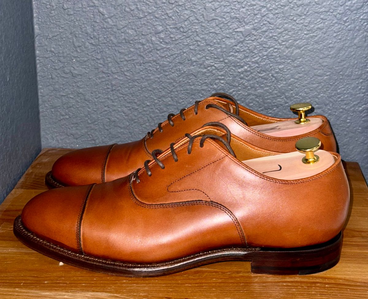 Photo by sierraStyled on October 3, 2024 of the Grant Stone Cap Toe Oxford in D'Annonay British Tan Calf.