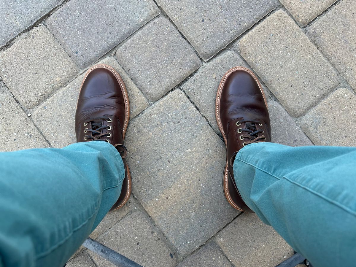 Photo by sierraStyled on August 10, 2024 of the Grant Stone Diesel Boot in Horween Crimson Chromexcel.