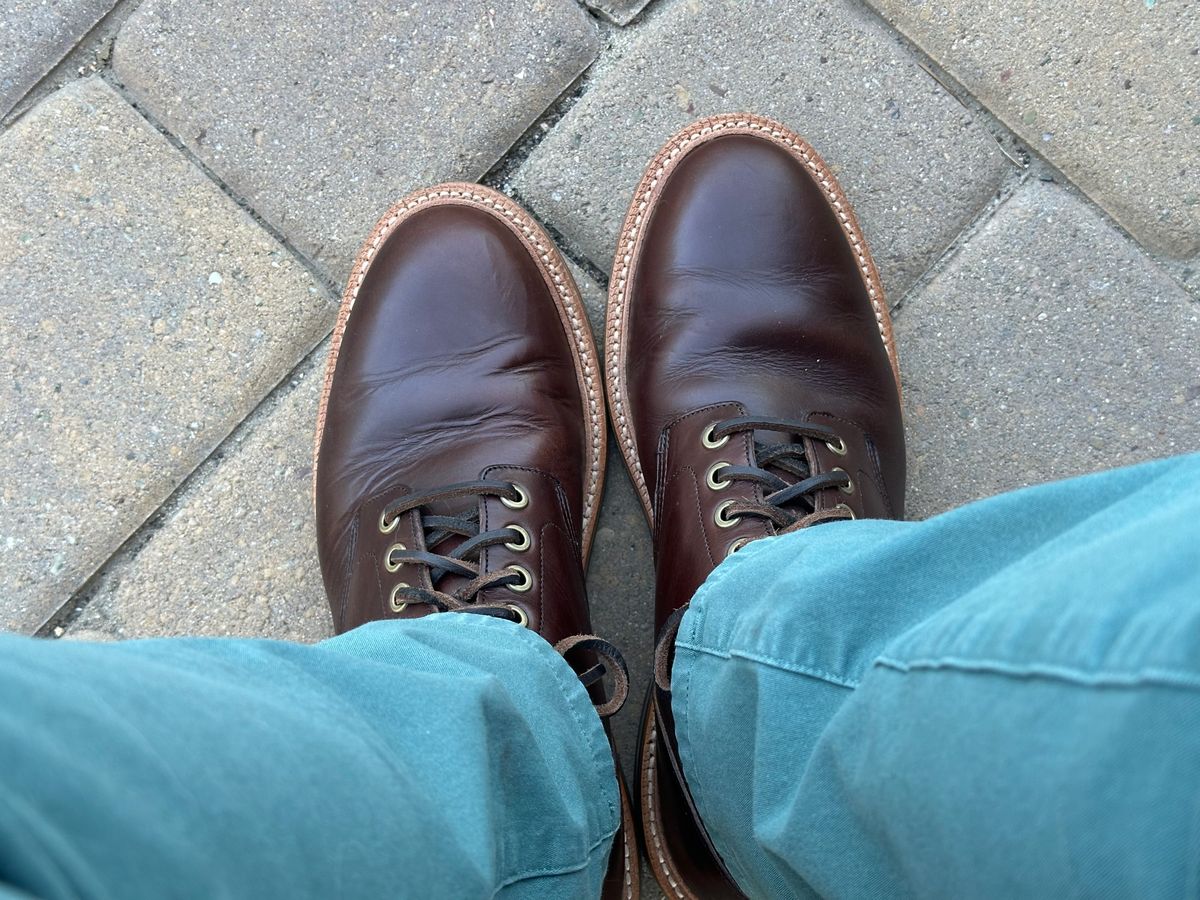 Photo by sierraStyled on August 10, 2024 of the Grant Stone Diesel Boot in Horween Crimson Chromexcel.