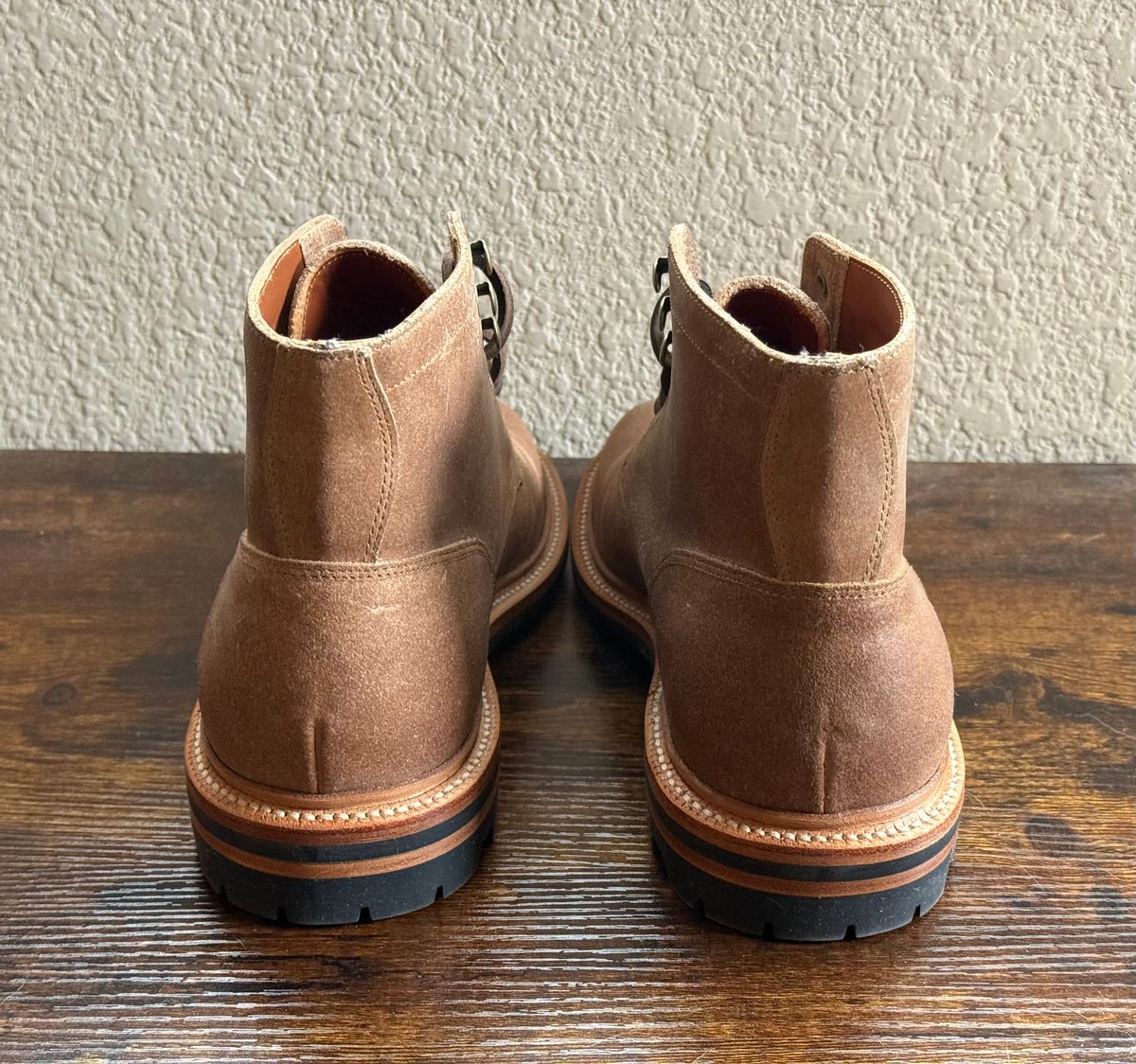 Photo by sierraStyled on November 14, 2025 of the Grant Stone Diesel Boot in C.F. Stead Natural Waxy Commander Suede.