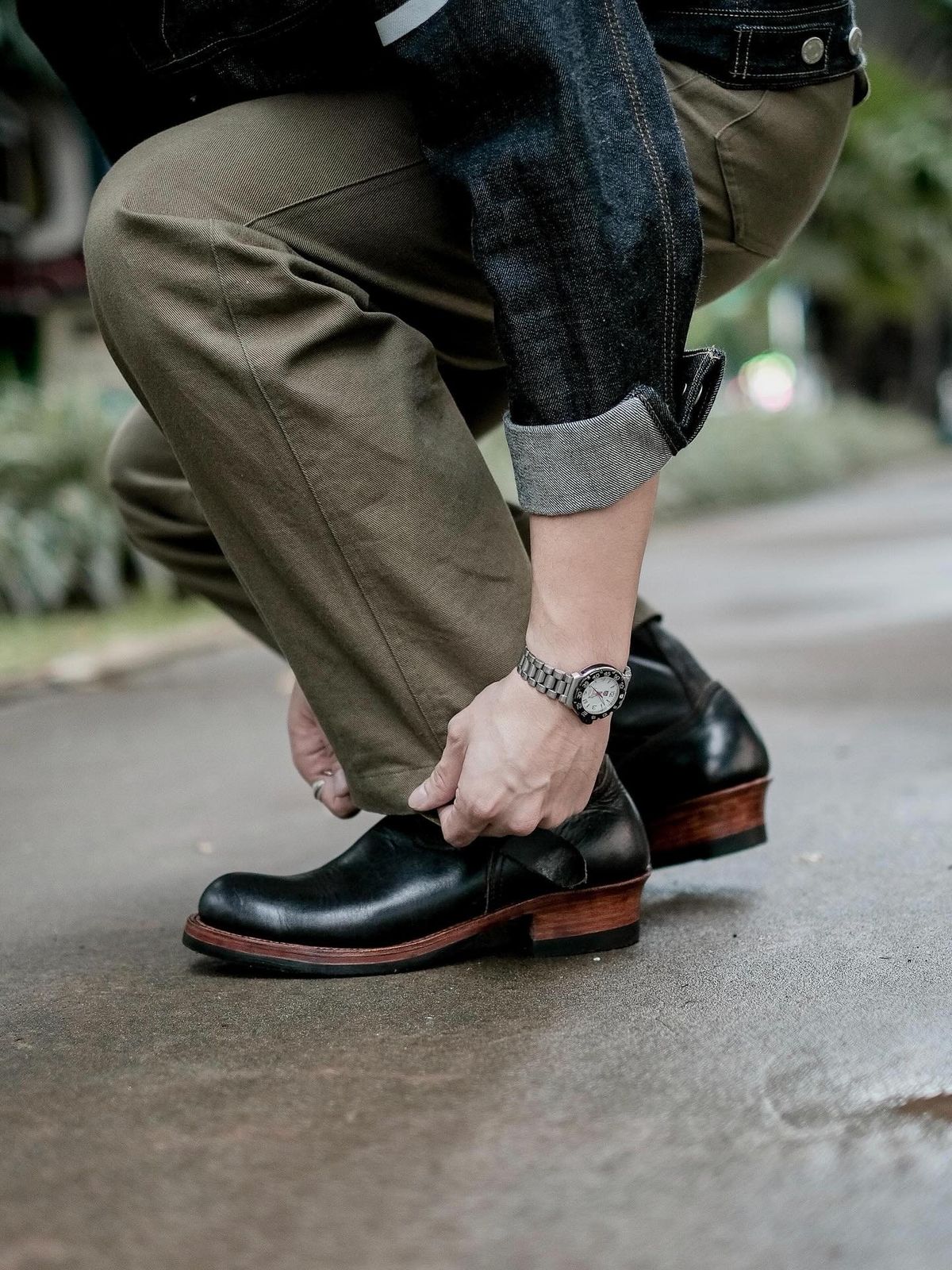 Photo by bangbenana on January 31, 2025 of the Briselblack The Keeper 'Type 2' Engineer Boot in Indonesian Black Teacore.