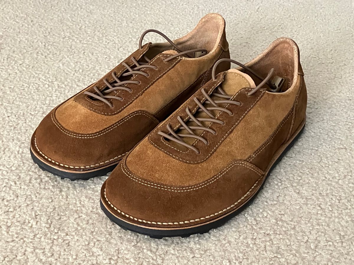 Photo by CaptainOates on March 10, 2025 of the Turriff Functional Footwear C-02 in C.F. Stead Cola Repello Calf Suede.
