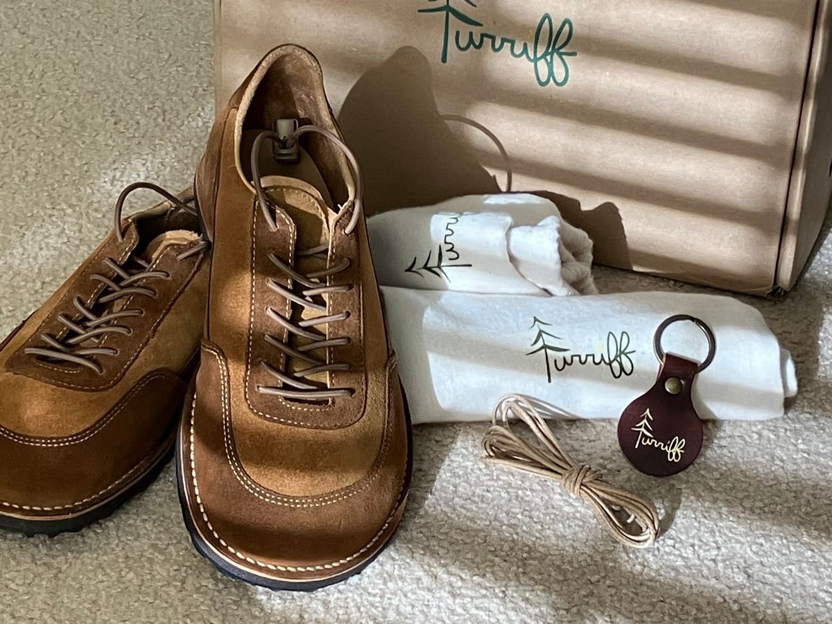 Photo by CaptainOates on March 10, 2025 of the Turriff Functional Footwear C-02 in C.F. Stead Cola Repello Calf Suede.