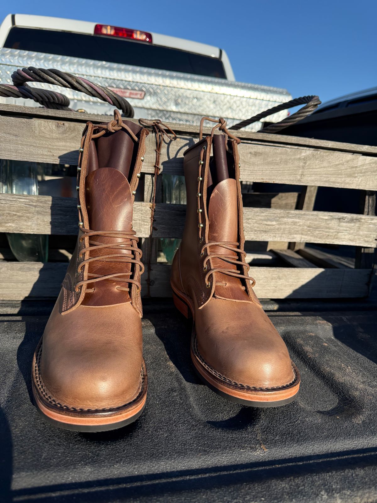 Photo by jandrescavage on October 1, 2025 of the Frank's Boots Front Range in Horween Natural Chromexcel.